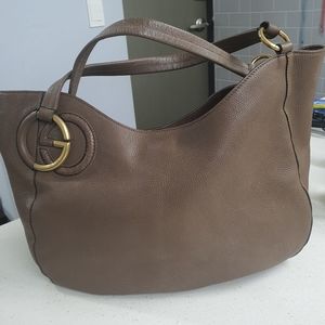 GUCCI Pebbled Calfskin Shoulder Bag brown..medium
